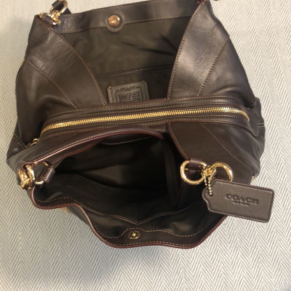 Coach LEXI Shoulder Bag Leather/Signature Jacquard 13" L X 10 3/4" H X 4" - Picture 12 of 12
